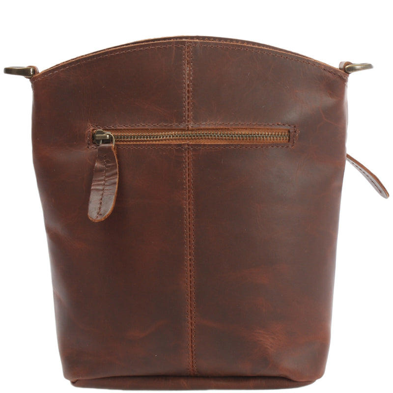Leconi kleine Umhängetasche Schultertasche Freizeittasche Leder braun LE3049 Weihnachtsangebot