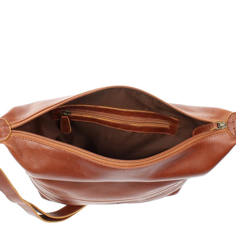 Leconi Umhängetasche Beuteltasche Ledertasche Damentasche Leder braun LE0064 Muttertagsangebot