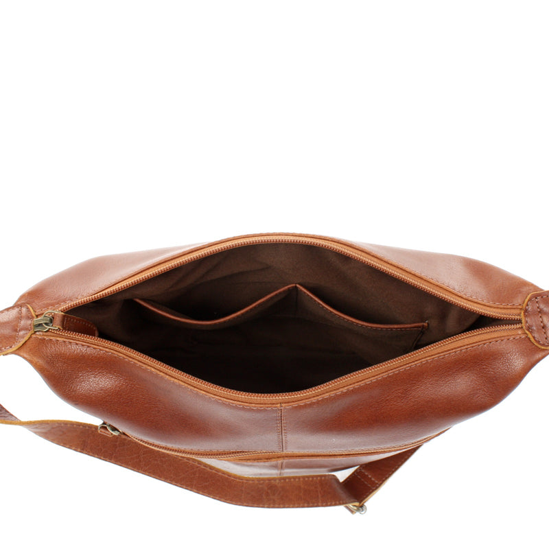Leconi Umhängetasche Beuteltasche Ledertasche Damentasche Leder braun LE0064 Muttertagsangebot
