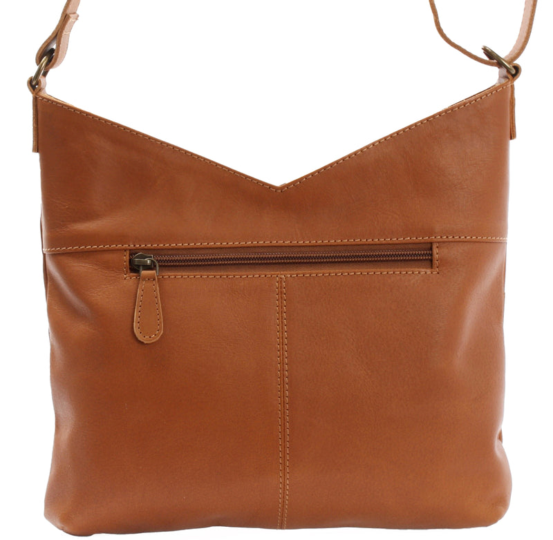 Leconi Umhängetasche Damentasche Schultertasche Leder cognac LE0065 Vatertagsangebot