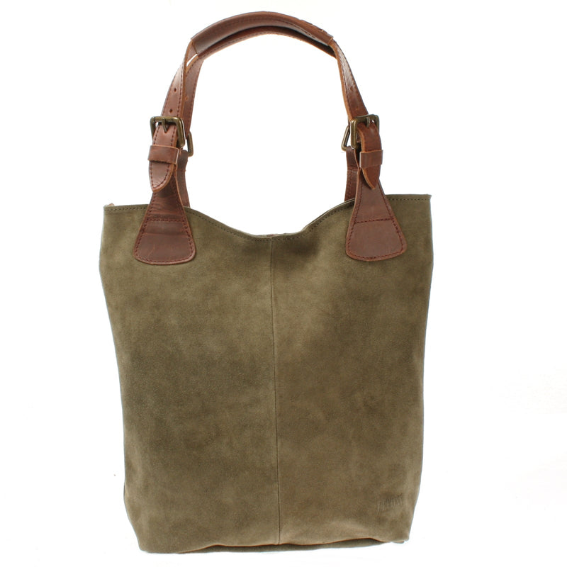 Leconi Henkeltasche Damentasche Veloursleder Leder grün LE0033 Valentinstagsangebot