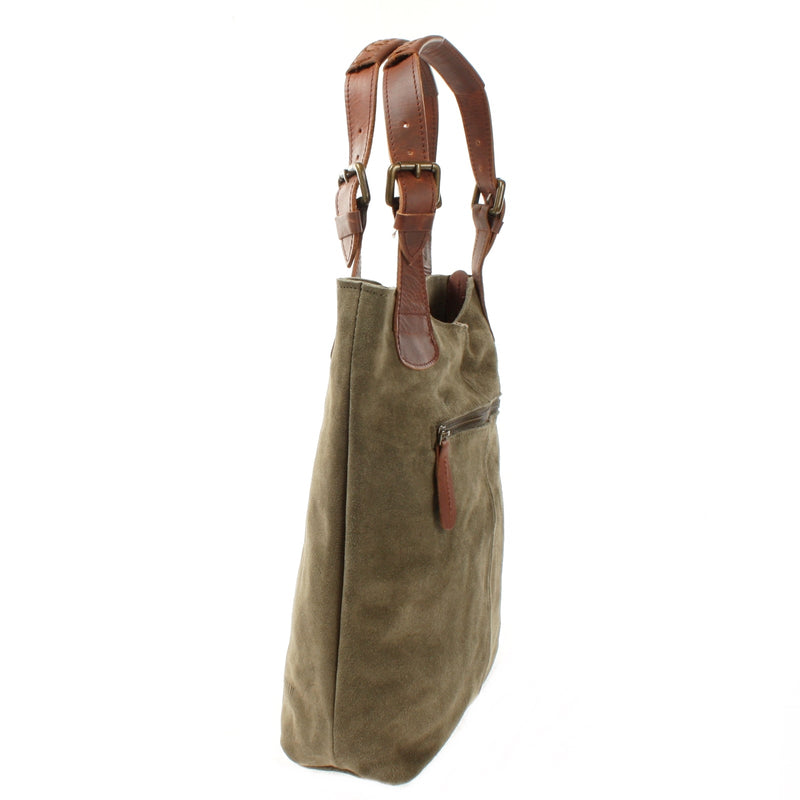 Leconi Henkeltasche Damentasche Veloursleder Leder grün LE0033 Valentinstagsangebot