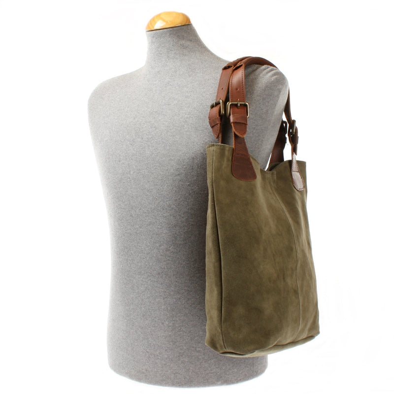 Leconi Henkeltasche Damentasche Veloursleder Leder grün LE0033 Valentinstagsangebot