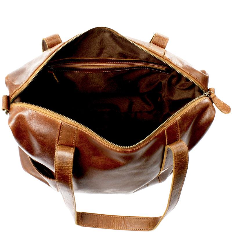 Leconi Shopper Schultertasche Henkeltasche Damen Handtasche Leder braun LE0061 Jubiläumsangebot