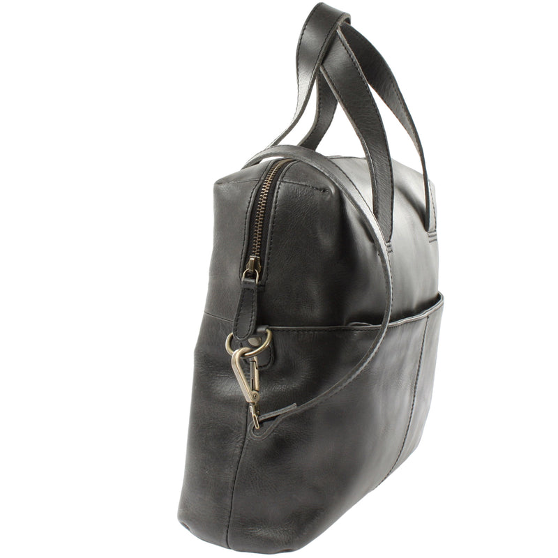 Leconi Schultertasche Henkeltasche Shopper Handtasche Damen Leder dunkelgrau LE0059 Heißer Verkauf