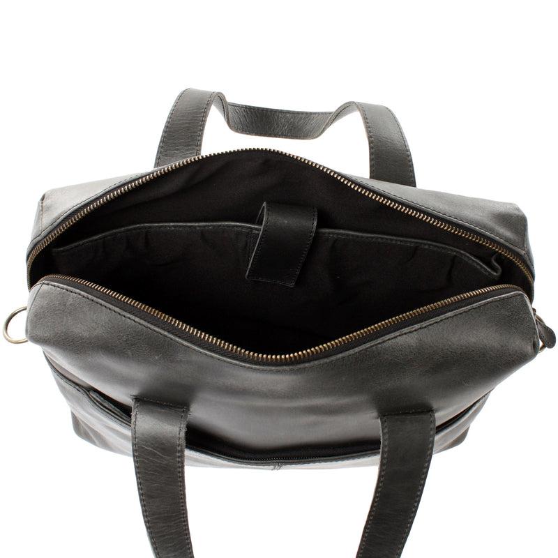 Leconi Schultertasche Henkeltasche Shopper Handtasche Damen Leder dunkelgrau LE0059 Heißer Verkauf