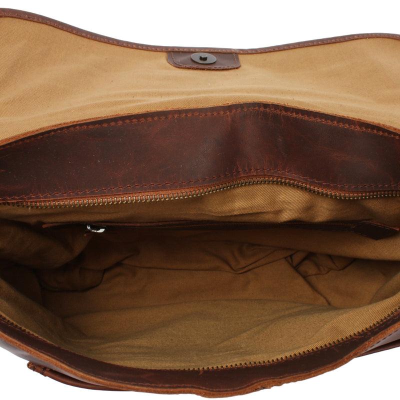 Leconi Umhängetasche Damen Schultertasche Damentasche Handtasche Leder braun LE3053 Top Angebot