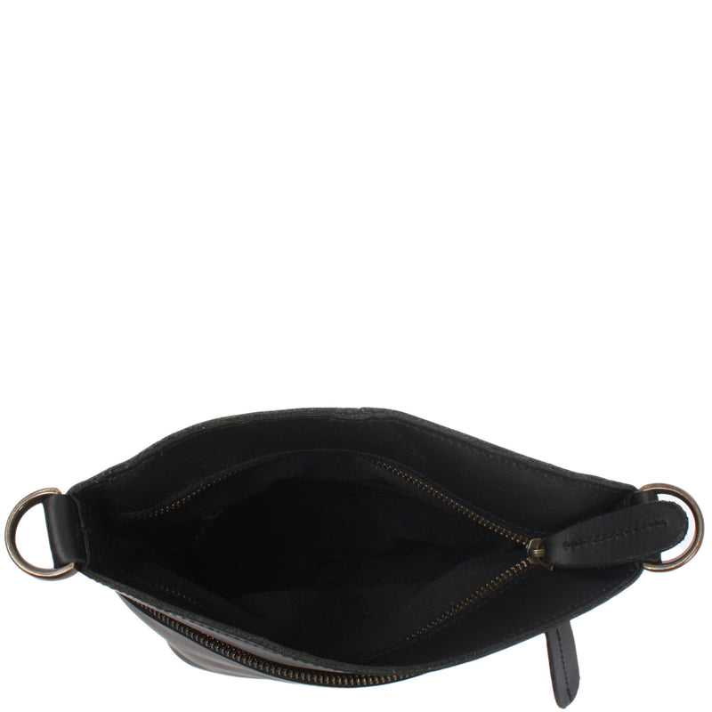 Leconi kleine Umhängetasche Schultertasche Freizeittasche Leder schwarz LE3049 Neueste Mode