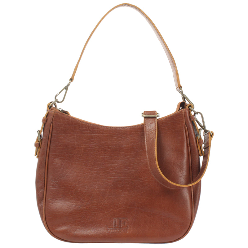 Leconi Schultertasche Henkeltasche Damentasche Leder braun LE0063 Online Outlet