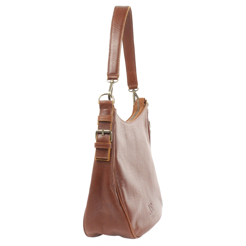 Leconi Schultertasche Henkeltasche Damentasche Leder braun LE0063 Online Outlet