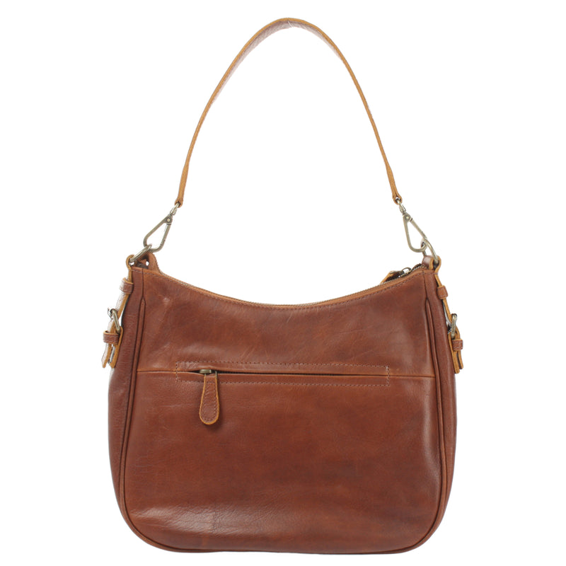 Leconi Schultertasche Henkeltasche Damentasche Leder braun LE0063 Online Outlet