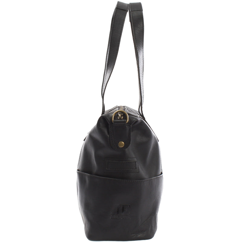 Leconi Shopper Schultertasche Henkeltasche Damen Handtasche Leder schwarz LE0061 Blitzangebot