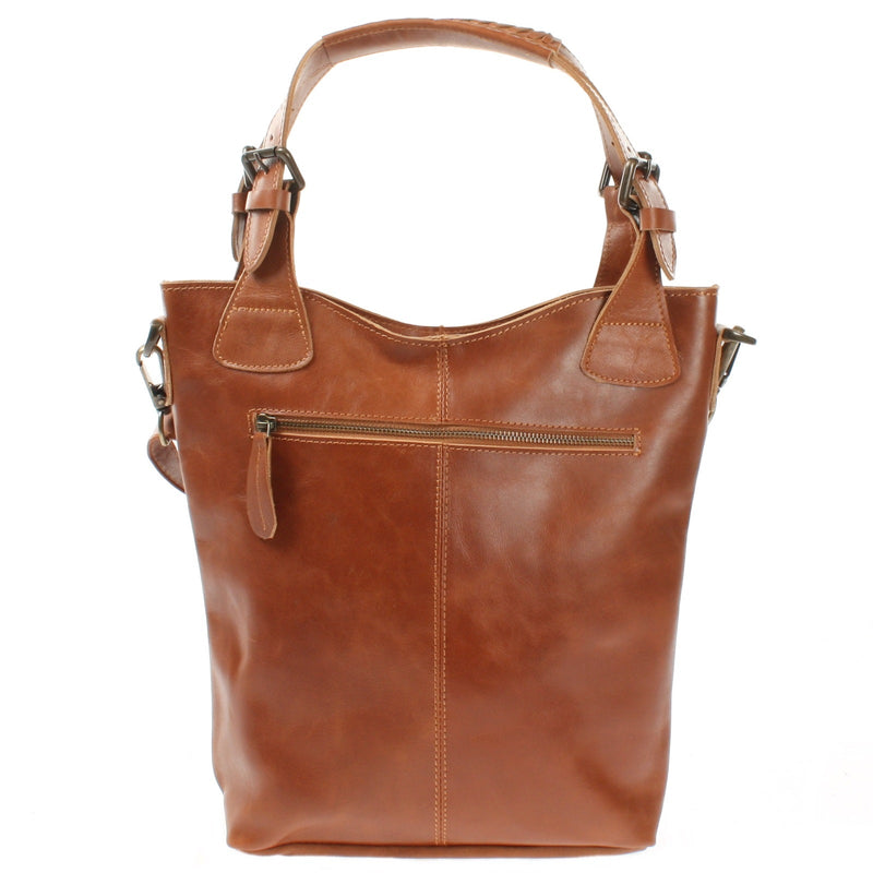 Leconi Umhängetasche Schultertasche Henkeltasche Damentasche Leder cognac LE0054 Bestseller