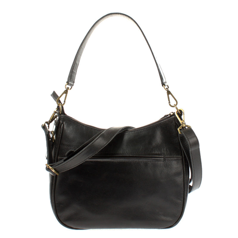 Leconi Schultertasche Handtasche Damentasche Leder schwarz LE0063 Saisonale Angebote