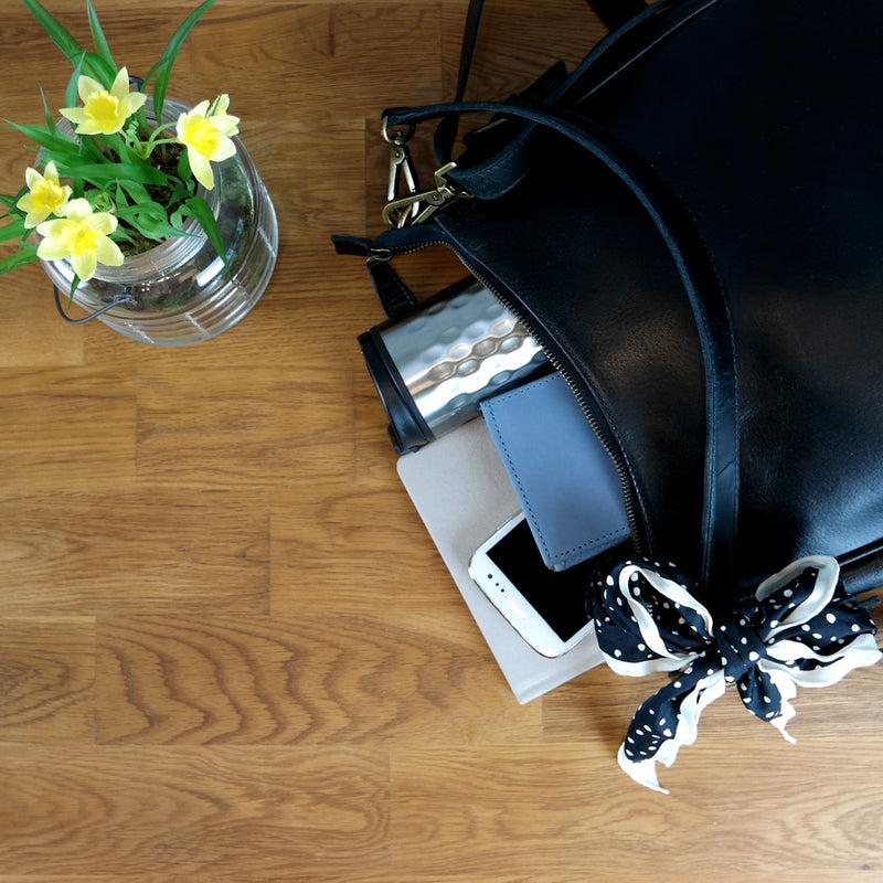 Leconi Schultertasche Handtasche Damentasche Leder schwarz LE0063 Saisonale Angebote