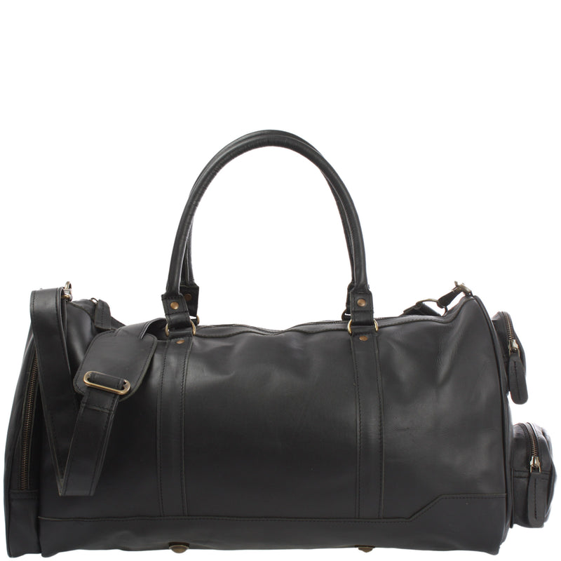 Leconi Reisetasche Weekender Sporttasche Ledertasche Damen Herren Leder schwarz LE2017 Räumungsverkauf