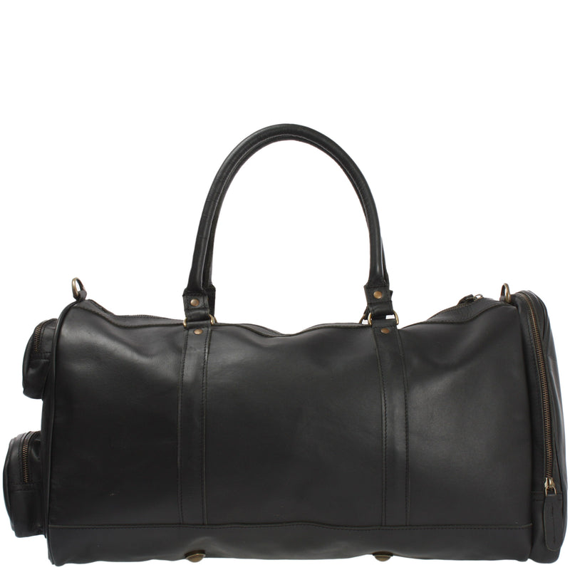 Leconi Reisetasche Weekender Sporttasche Ledertasche Damen Herren Leder schwarz LE2017 Räumungsverkauf