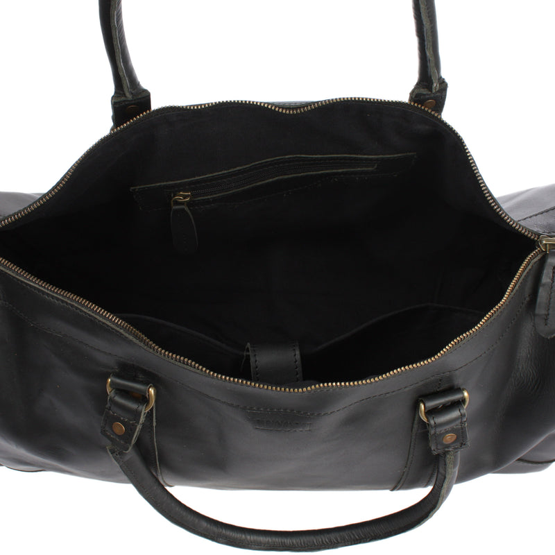 Leconi Reisetasche Weekender Sporttasche Ledertasche Damen Herren Leder schwarz LE2017 Räumungsverkauf