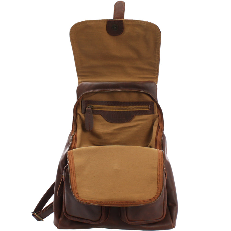 Leconi Rucksack Freizeitrucksack vintage Lederrucksack Damen Herren Leder braun LE1008 Tägliche Deals