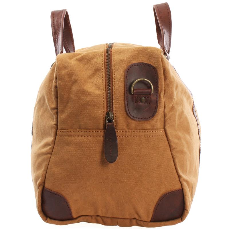 Leconi kleiner Weekender Sporttasche Canvas Leder cognac LE2009 Riesige Ersparnisse