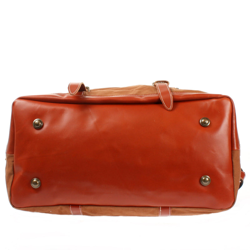 Leconi Reisetasche Weekender Handgepäck Leder Canvas cognac LE2010 VIP-Rabatte