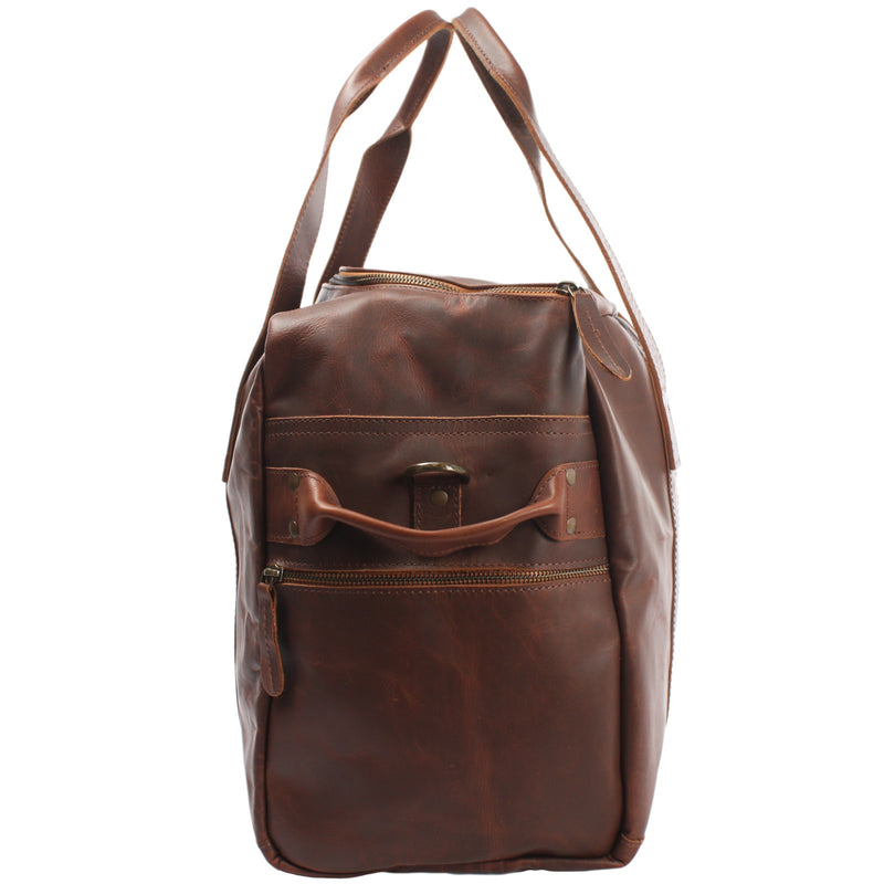 Leconi Weekender Sporttasche Reisetasche Ledertasche Damen Herren Leder braun LE2014 Super Sparpreis