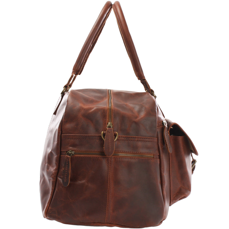 Leconi kleine Reisetasche Handgepäck Weekender Leder braun LE2023 Wochenangebot