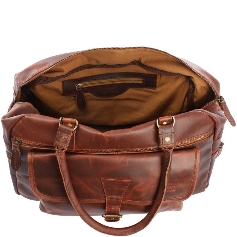 Leconi kleine Reisetasche Handgepäck Weekender Leder braun LE2023 Wochenangebot