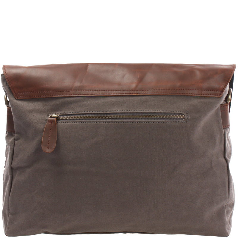 Leconi Kuriertasche Umhängetasche DIN A4 Leder Canvas grau LE3032 Kostenlose Rückgabe