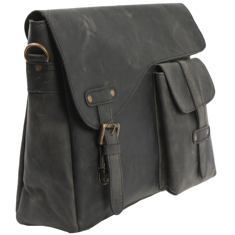 Leconi Messenger Bag Collegetasche DIN A4 Kuriertasche Leder grau LE3032 Begrenzte Freigabe