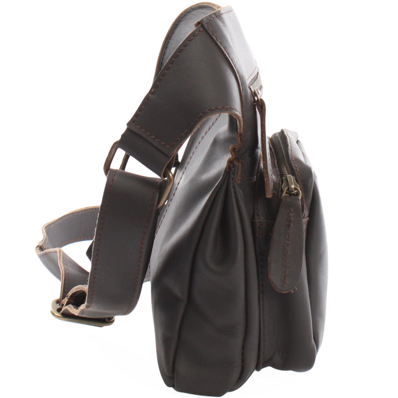 Leconi Umhängetasche Schultertasche Crossbag Damen Herren Leder dunkelbraun LE3015 JETZT KAUFEN