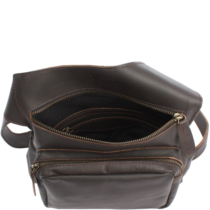 Leconi Umhängetasche Schultertasche Crossbag Damen Herren Leder dunkelbraun LE3015 JETZT KAUFEN