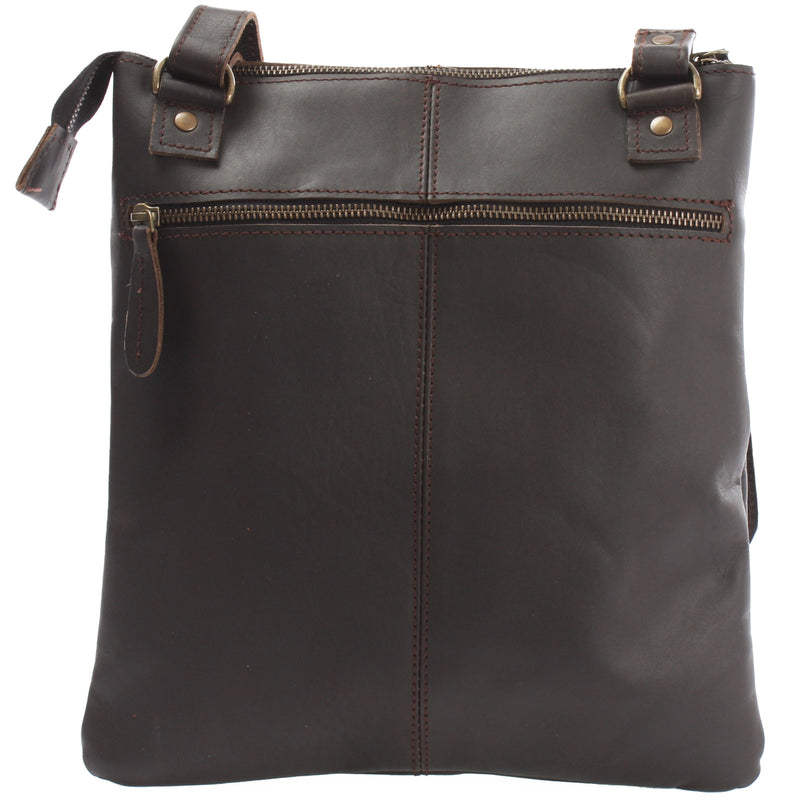 Leconi Umhängetasche Schultertasche Damen Herren Used Look Leder dunkelbraun LE3011 Neueste Stile