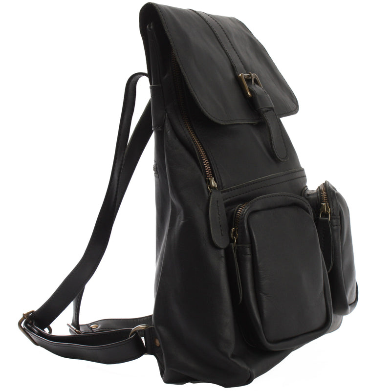 Leconi Rucksack Freizeitrucksack vintage Lederrucksack Damen Herren Leder schwarz LE1008 Letzte 2 Tage