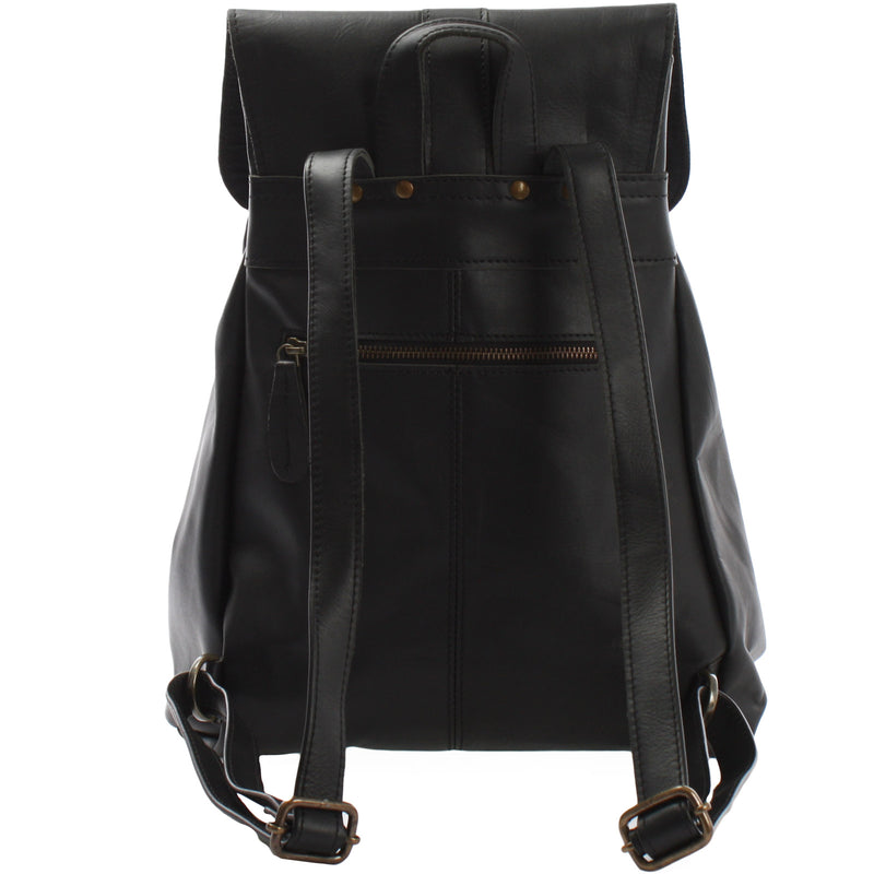 Leconi Rucksack Freizeitrucksack vintage Lederrucksack Damen Herren Leder schwarz LE1008 Letzte 2 Tage