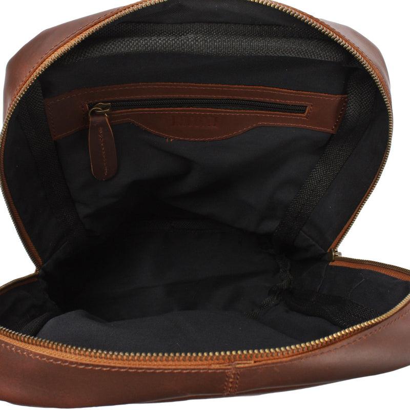 Leconi Freizeitrucksack Crossbag Rucksack Damen Herren Leder Canvas grau LE1012 Letzter Tag