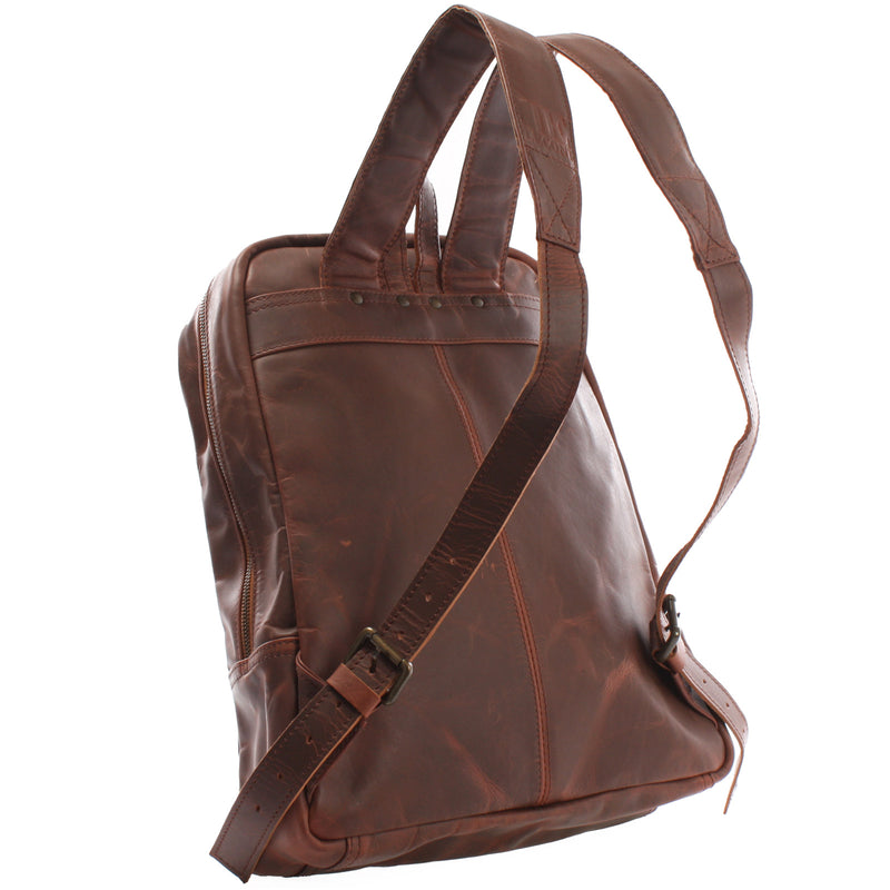 Leconi Rucksack Lederrucksack Freizeitrucksack Damen Herren Leder braun LE1016 Zeitbegrenzte Promotion