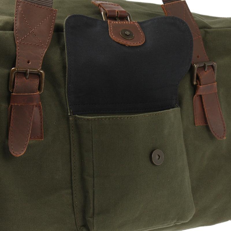 Leconi großer Weekender Reisetasche Sporttasche Damen Herren Leder Canvas grün LE2019 Sonderangebot der Fabrik