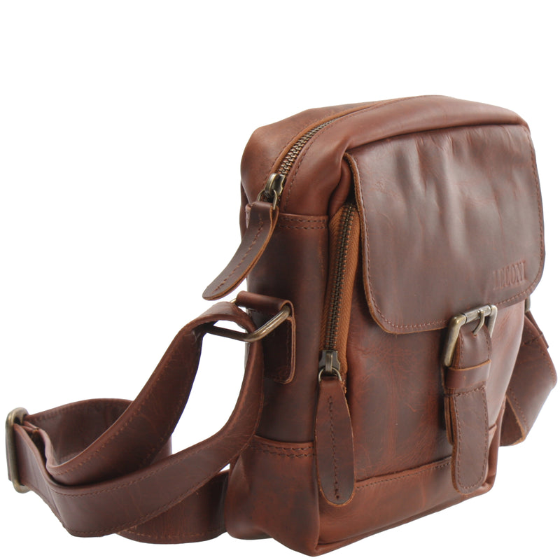 Leconi kleine Umhängetasche Ledertasche Freizeittasche Leder braun LE3042 Discount Store für neue Produkte