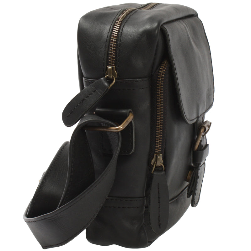 Leconi kleine Freizeittasche Umhängetasche Schultertasche Leder schwarz LE3042 Nur noch ein Tag übrig