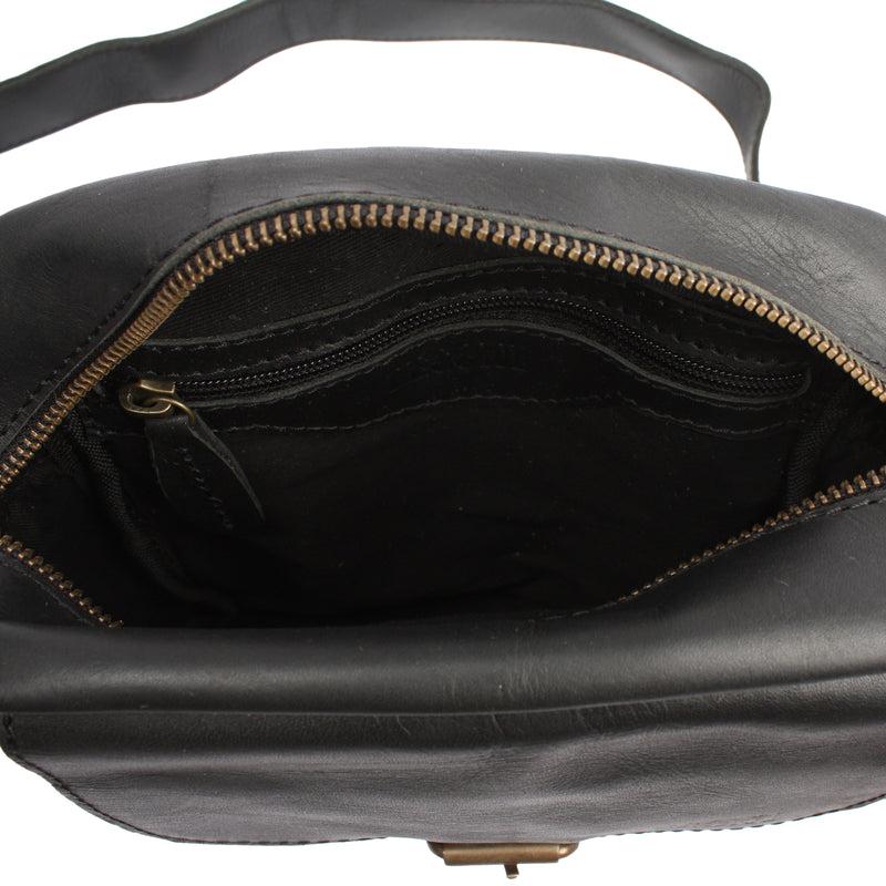 Leconi kleine Freizeittasche Umhängetasche Schultertasche Leder schwarz LE3042 Nur noch ein Tag übrig
