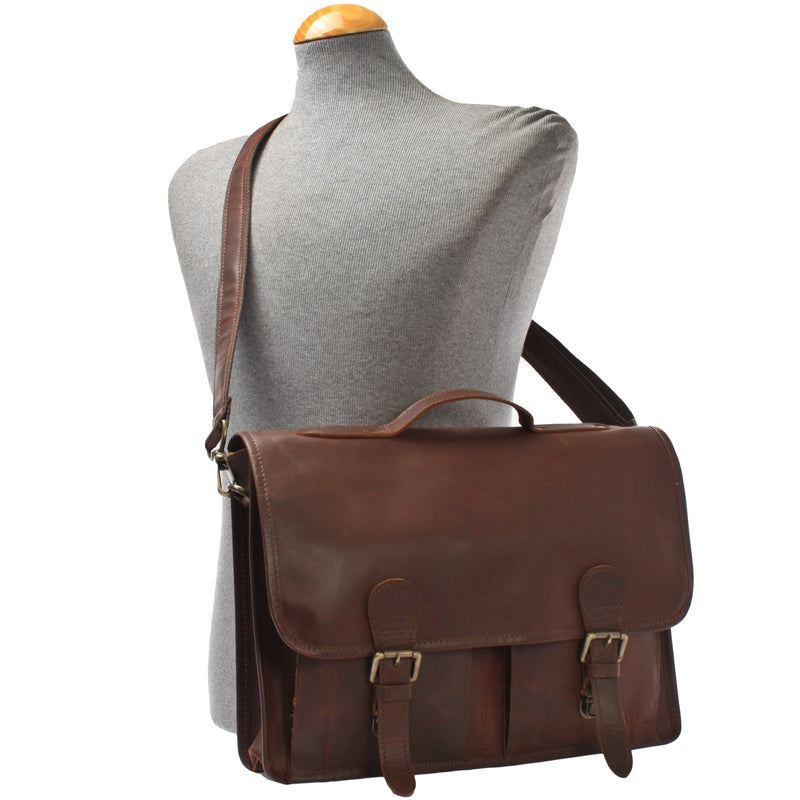 Leconi Aktentasche Businesstasche Messenger Bag Vintage Leder braun LE3009 50% Rabatt mit kostenlosem Versand