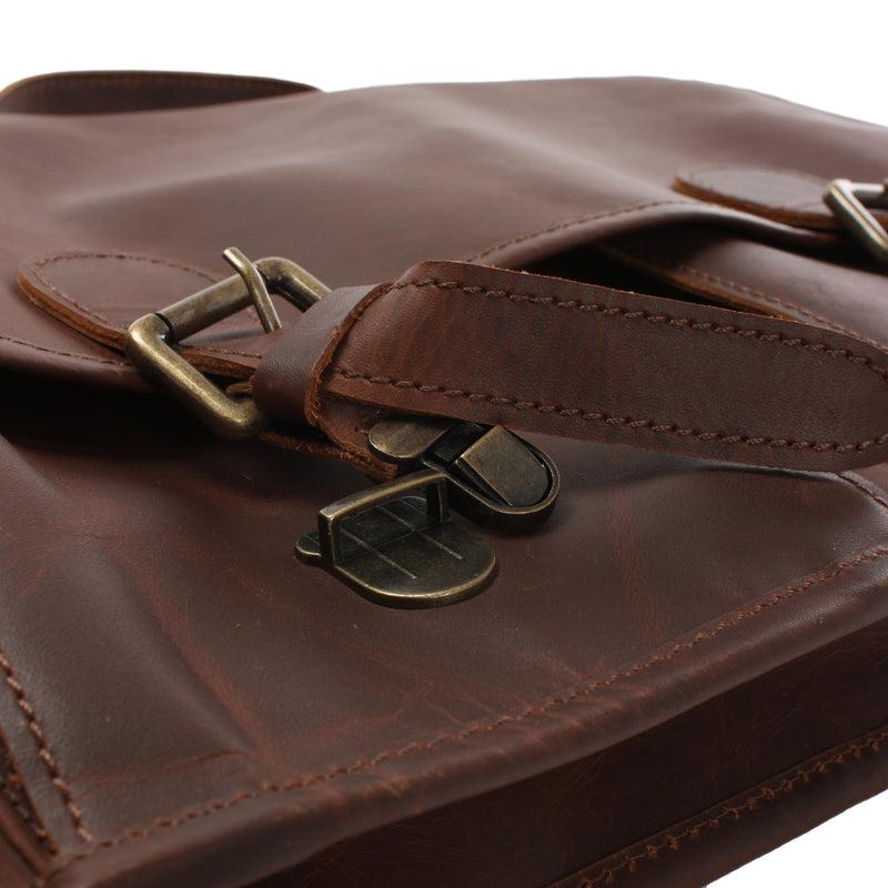 Leconi Aktentasche Businesstasche Messenger Bag Vintage Leder braun LE3009 50% Rabatt mit kostenlosem Versand