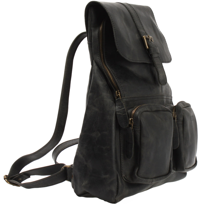 Leconi Rucksack Freizeitrucksack vintage Lederrucksack Damen Herren Leder grau LE1008 Clearance-Verkauf