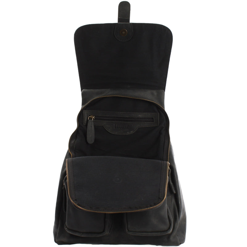 Leconi Rucksack Freizeitrucksack vintage Lederrucksack Damen Herren Leder grau LE1008 Clearance-Verkauf