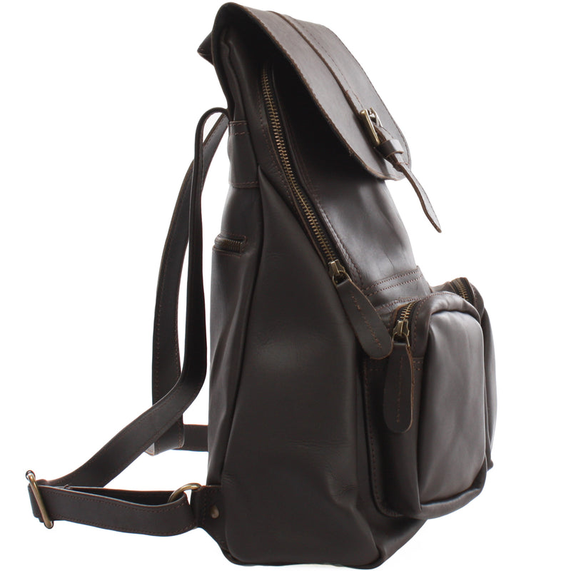 Leconi Rucksack Freizeitrucksack vintage Lederrucksack Damen Herren Leder dunkelbraun LE1008 Kostenloser Versand international