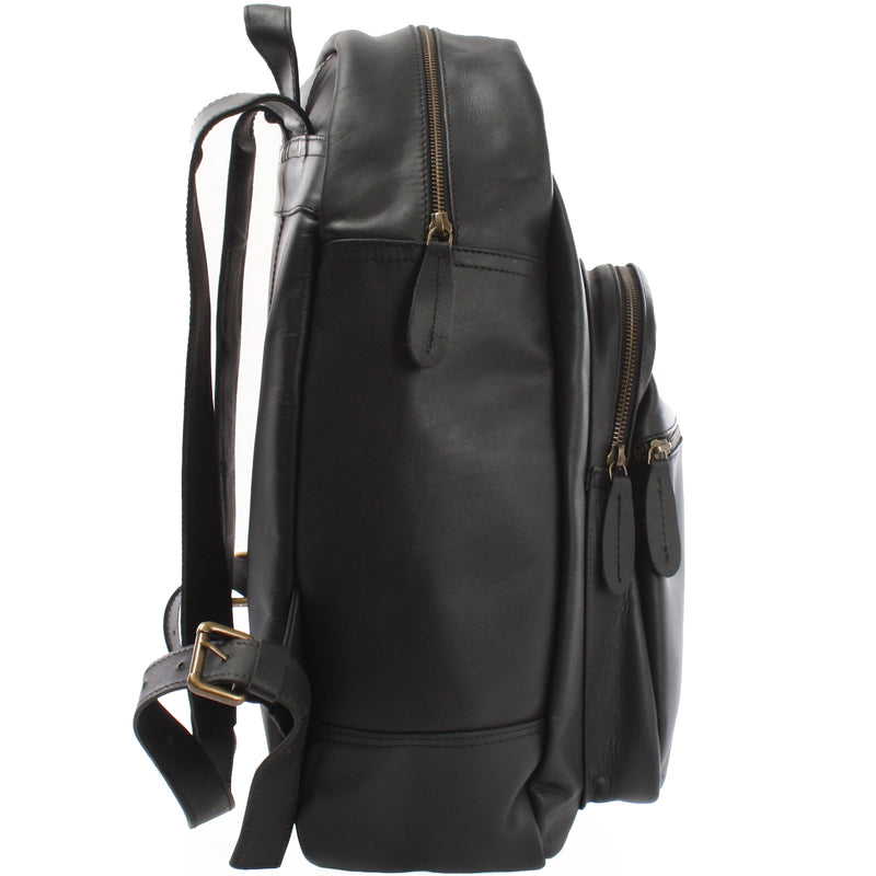 Leconi Rucksack Lederrucksack Freizeitrucksack Damen Herren Leder schwarz LE1017 Fabrikladen