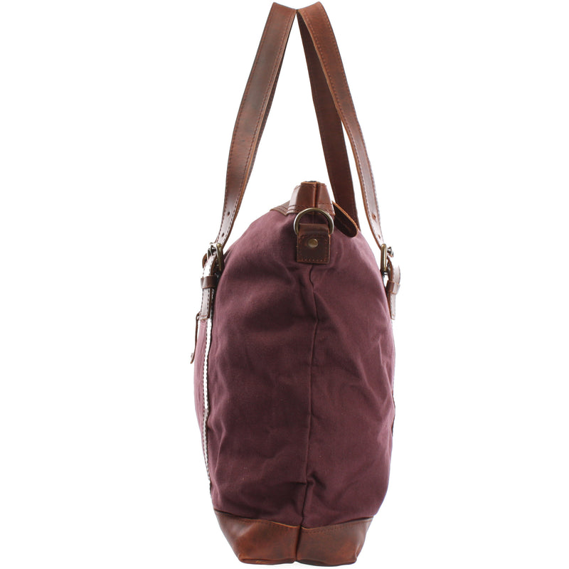 Leconi Weekender Reisetasche Shopper Damen Herren Leder Canvas bordeaux LE2013 Black Friday Preise