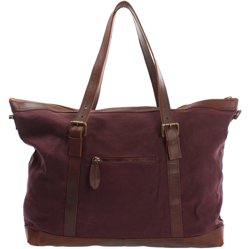 Leconi Weekender Reisetasche Shopper Damen Herren Leder Canvas bordeaux LE2013 Black Friday Preise