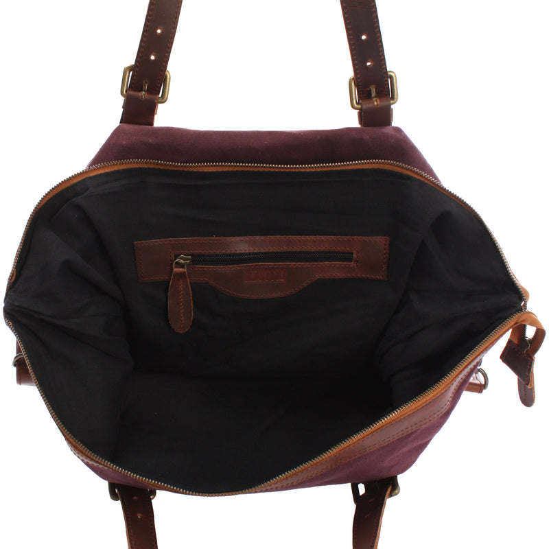 Leconi Weekender Reisetasche Shopper Damen Herren Leder Canvas bordeaux LE2013 Black Friday Preise